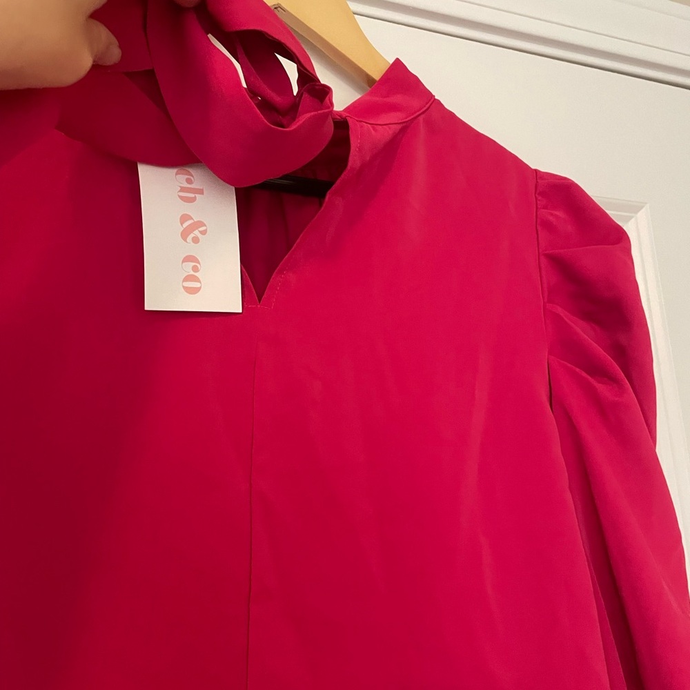 NWT Vici Hot Pink Women's Pink Blouse with Puff Sleeves - Picture 7 of 8